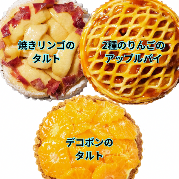お得な3種のタルトセット【デコポンのタルト&焼きリンゴのタルト&アップルパイ】